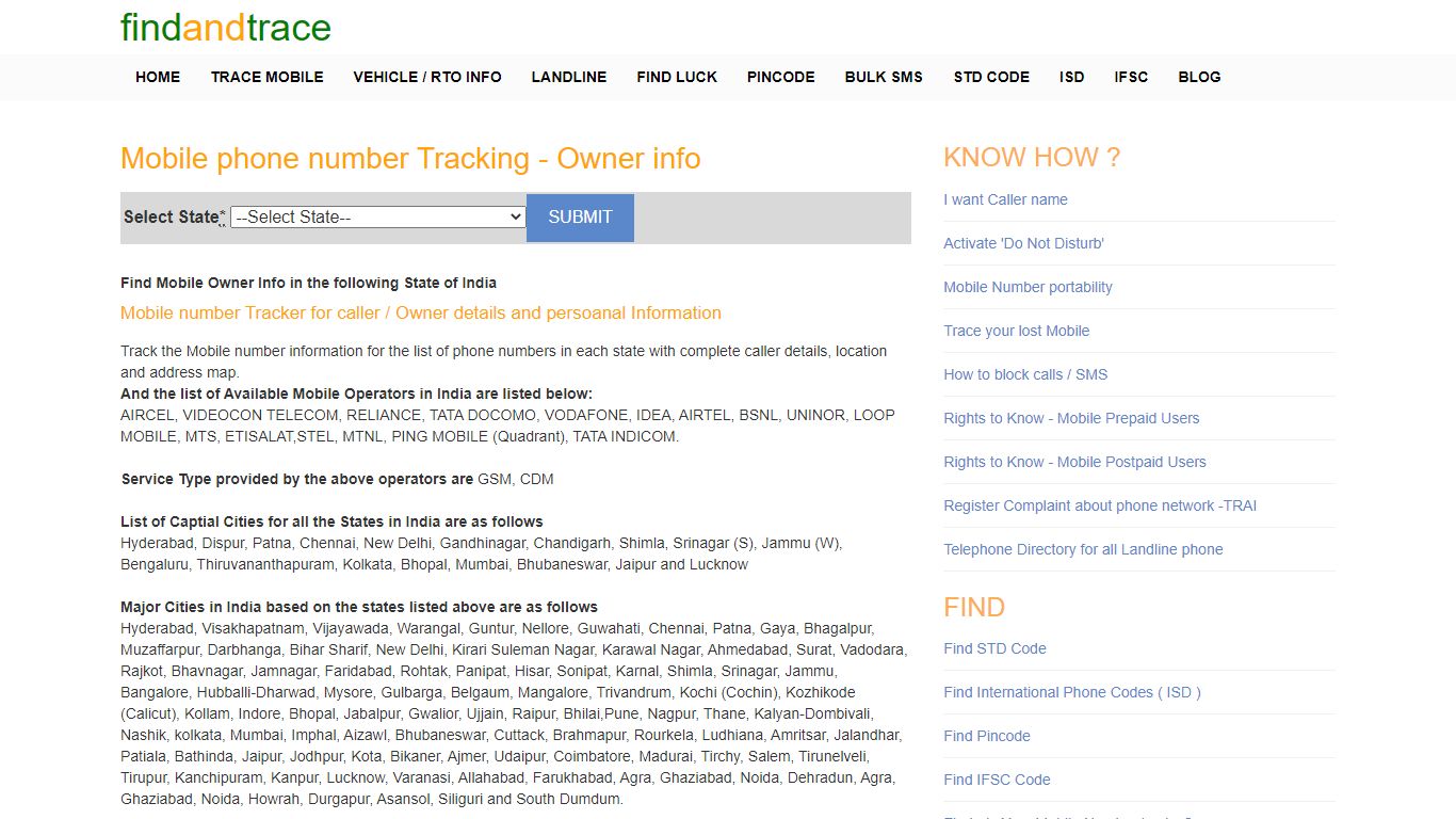 Search Owner details for the mobile number in India - Findandtrace.com
